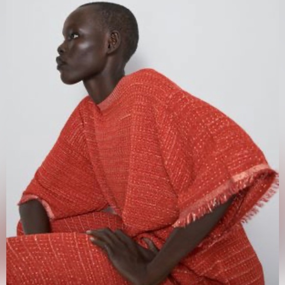 NWT Zara Red Waffle Knit Tweed Top sz L - Picture 2 of 6